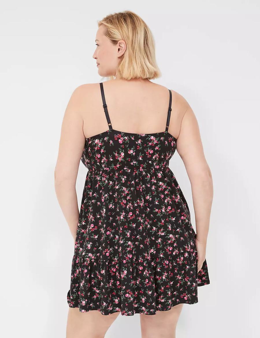 Lane Bryant Comfy Cotton Ruffle Chemise Vestito Donna Rosa Nere | IWD880FE