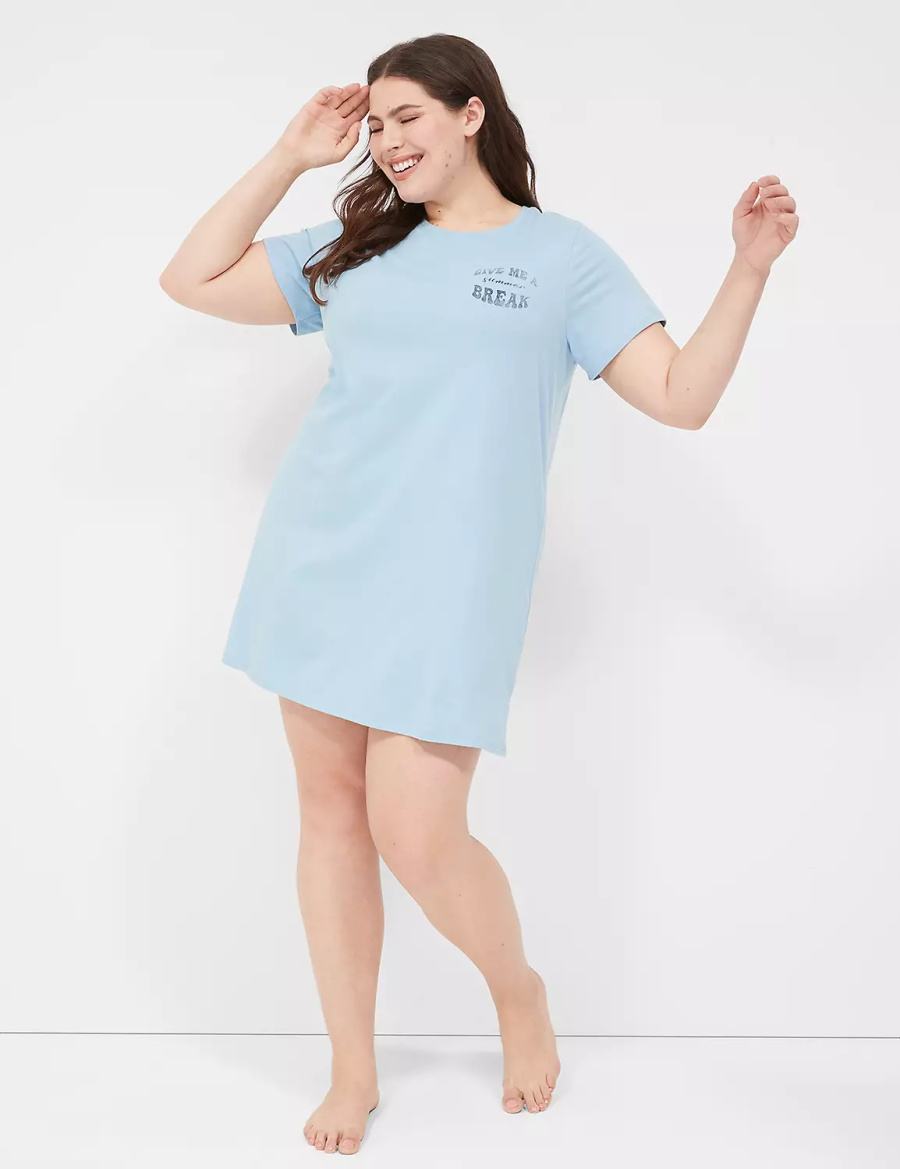 Lane Bryant Comfy Cotton Sleepshirt Magliette Donna Blu | SOH178CC