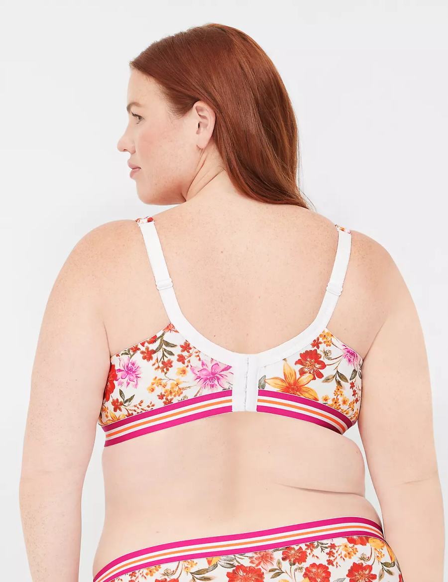 Lane Bryant Cotton Boost Plunge Bralette Donna Bianche | JWO6273QL