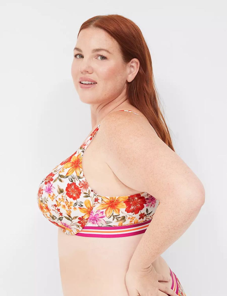 Lane Bryant Cotton Boost Plunge Bralette Donna Bianche | JWO6273QL