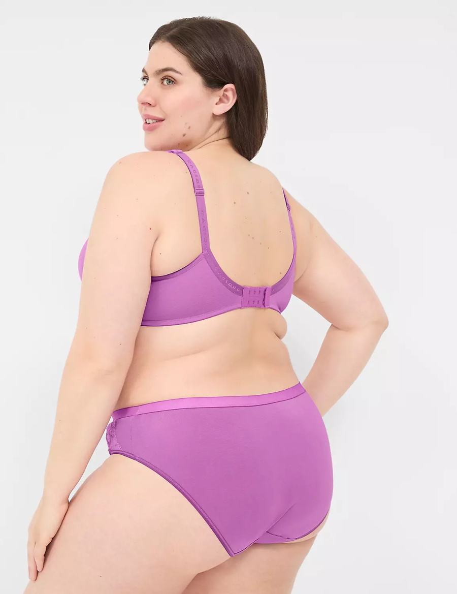 Lane Bryant Cotton Boost Plunge With Lace Bralette Donna Viola | PAW2017XO