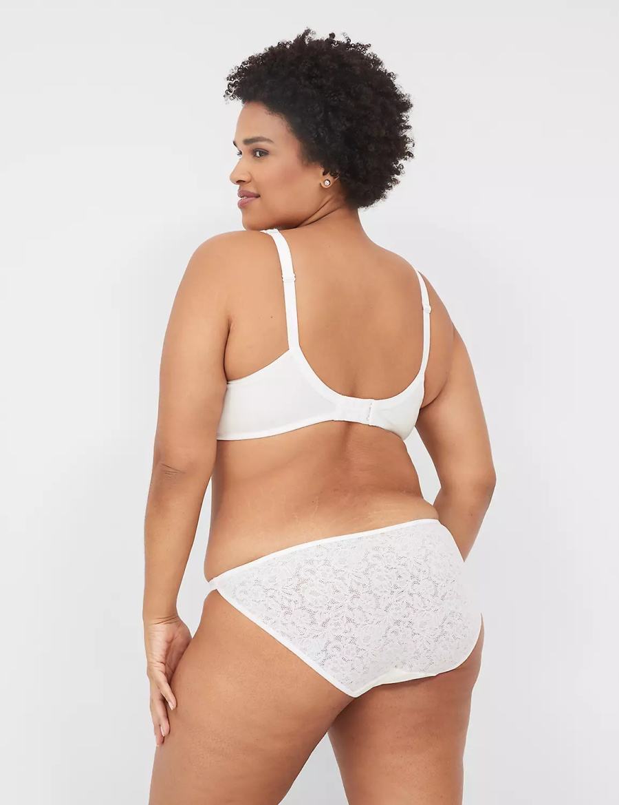 Lane Bryant Cotton Double-String With Lace Back Mutandina Bikini Donna Bianche | YZW558FT