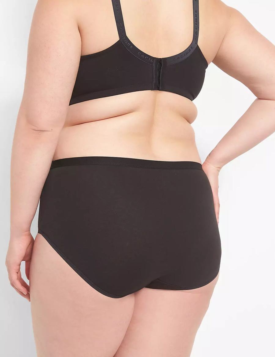 Lane Bryant Cotton High-Leg With Lace Waist Slip Donna Nere | YVJ983LU