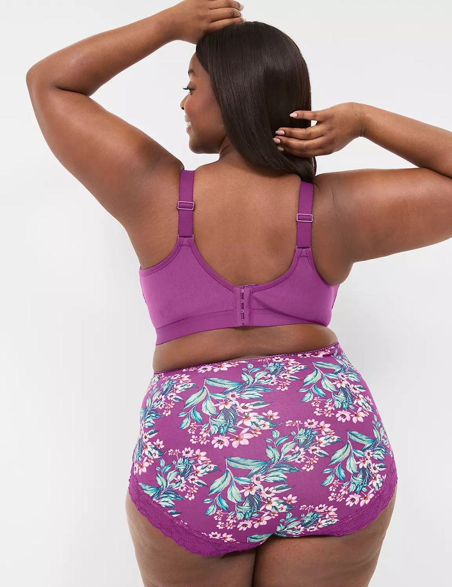 Lane Bryant Cotton High-Waist With Lace Back Slip Donna Viola | UPR926VV