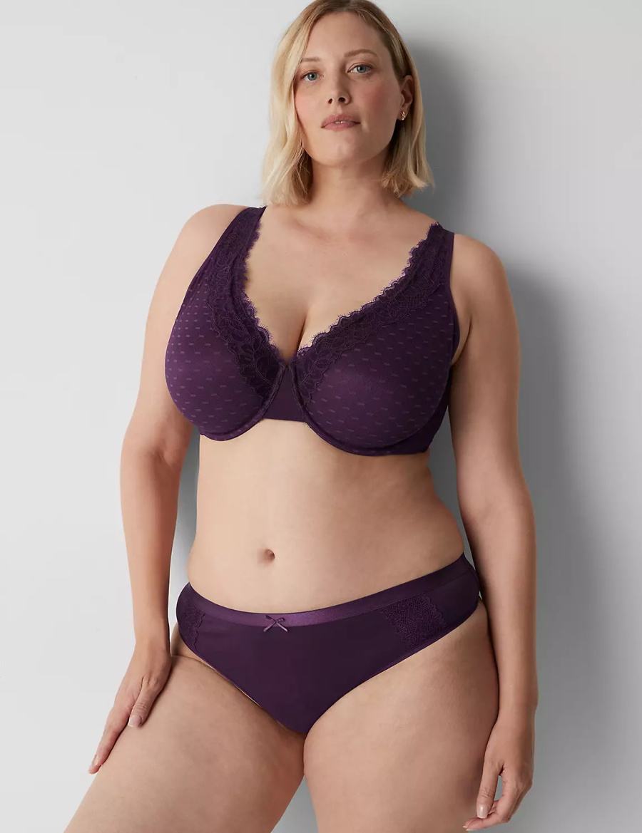 Lane Bryant Cotton With Lace Waist Mutandine Perizoma Donna Viola | DTB2810ZN