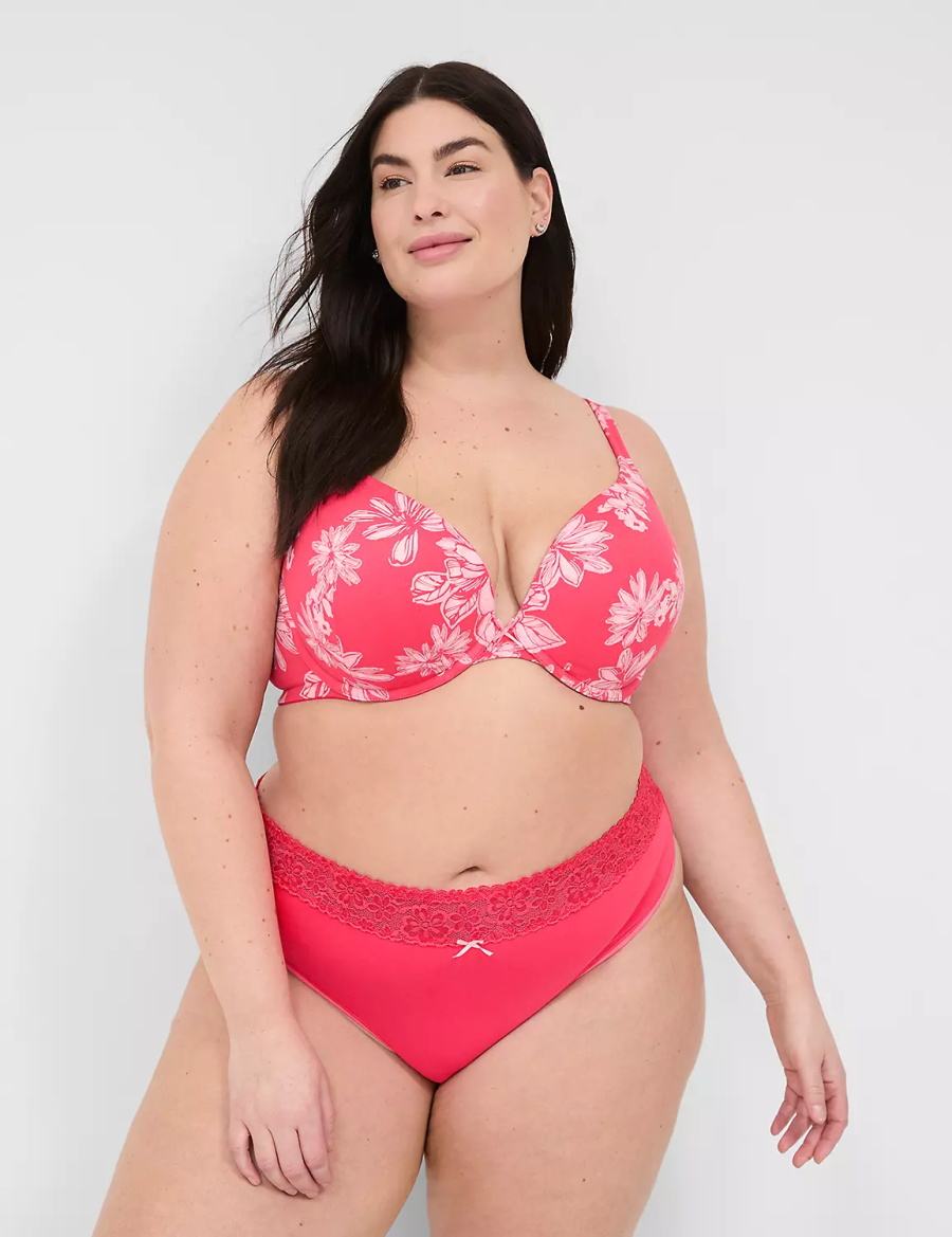 Lane Bryant Cotton With Lace Waist Mutandine Perizoma Donna Rosse Scuro | FHK1787EX