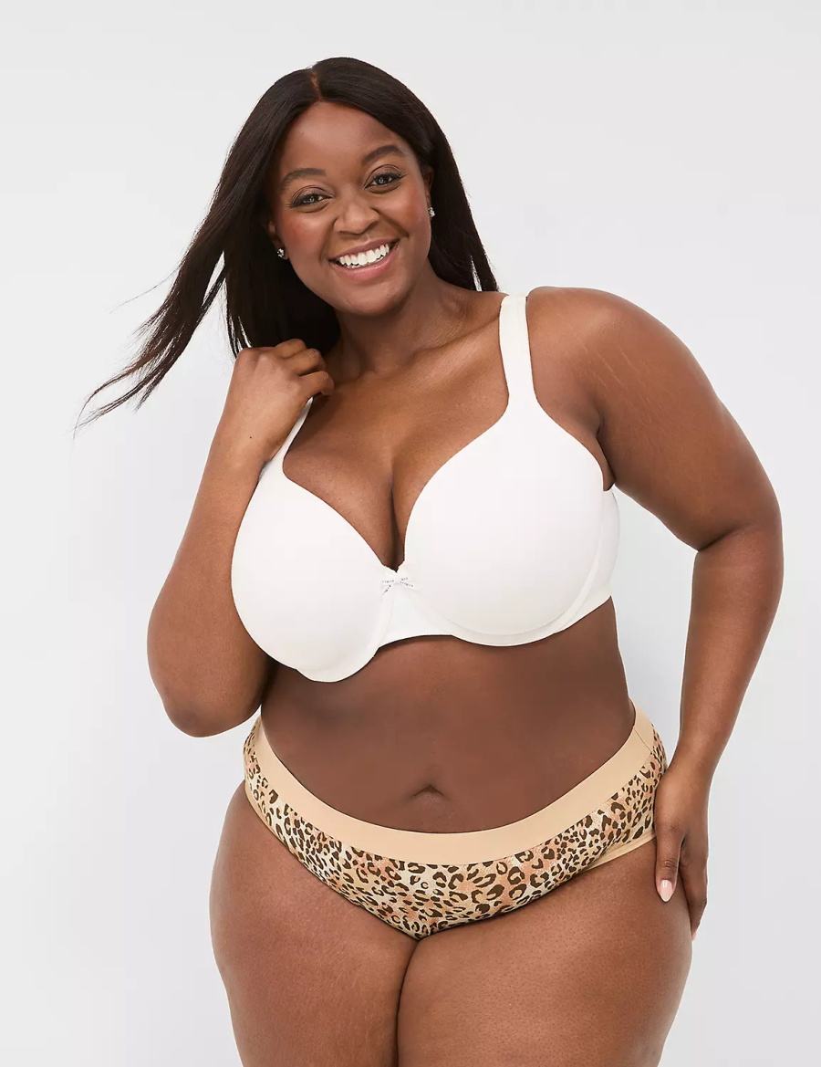 Lane Bryant Cotton With Wide Waistband Mutandine Hipster Donna Beige | MMJ3115IA