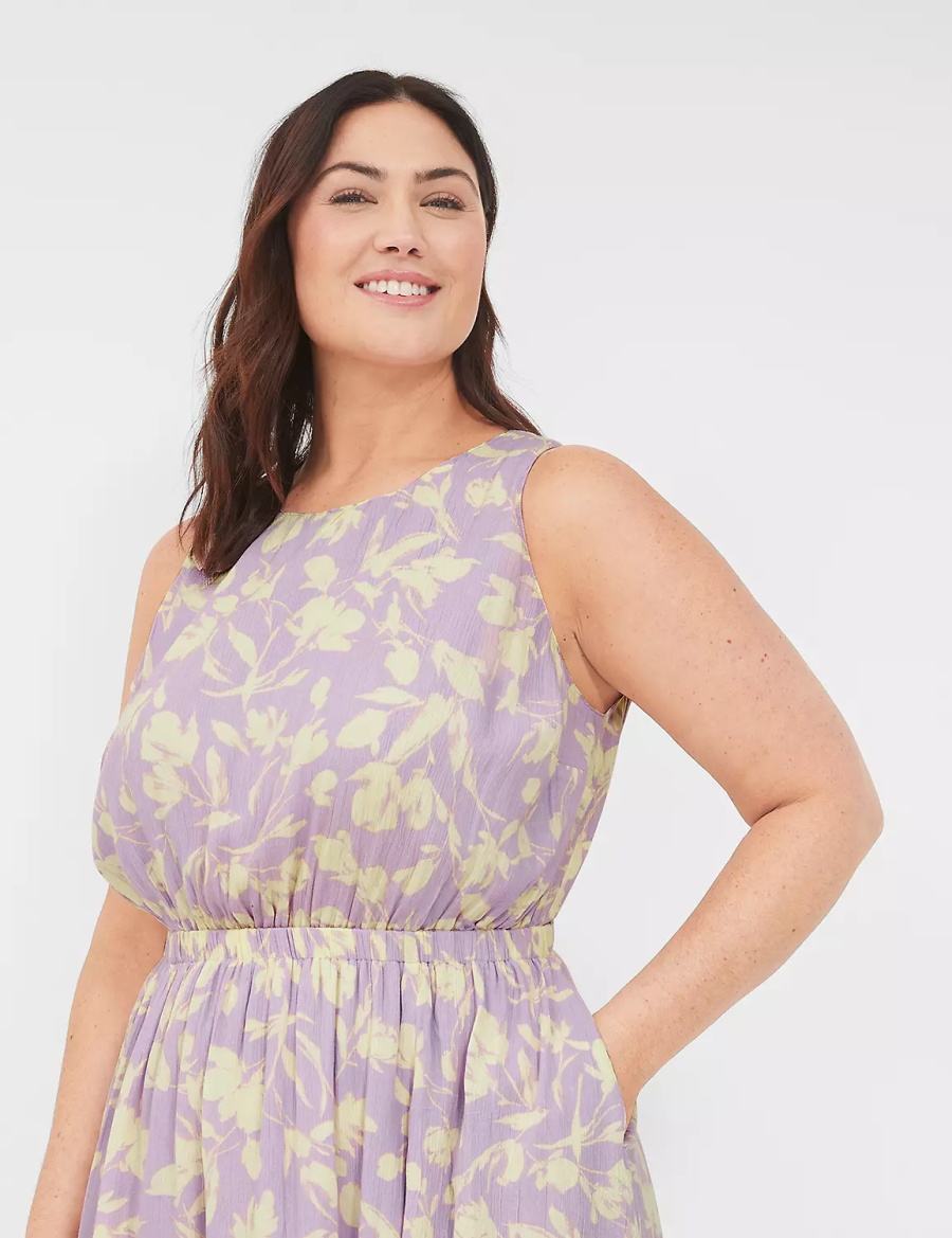 Lane Bryant Crew-Neck Fit & Flare Abito Midi Donna Viola | QYX8796WY