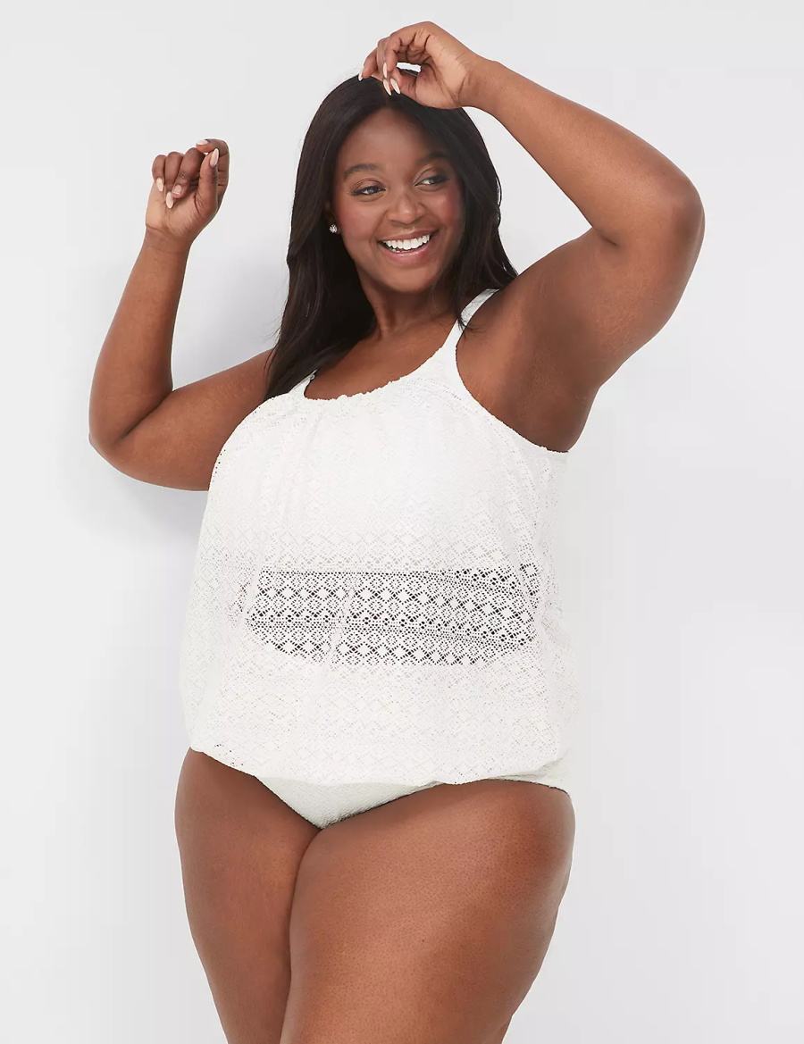 Lane Bryant Crochet Mid-Rise Swim Slip Donna Bianche | DPS8346IB