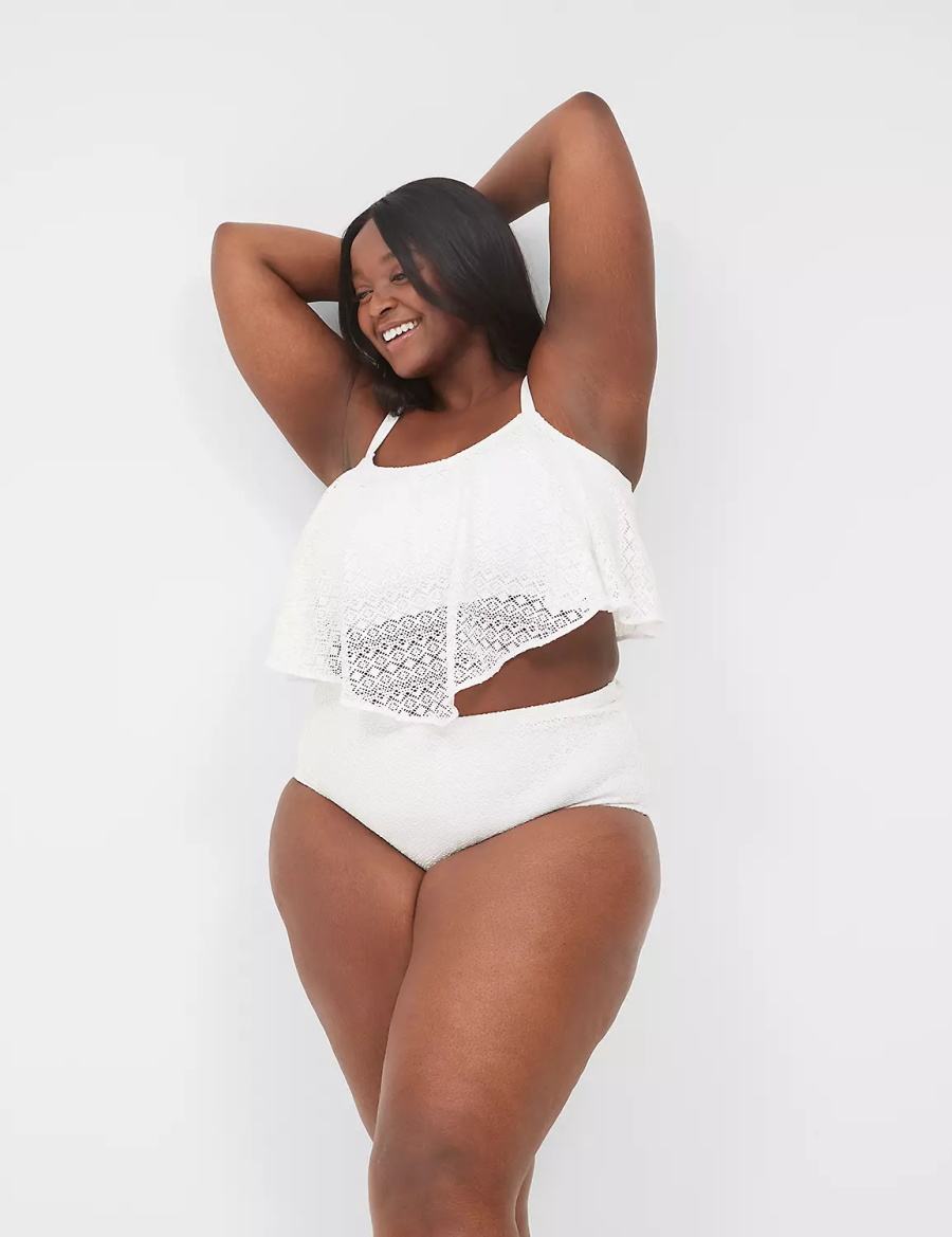 Lane Bryant Crochet Mid-Rise Swim Slip Donna Bianche | DPS8346IB