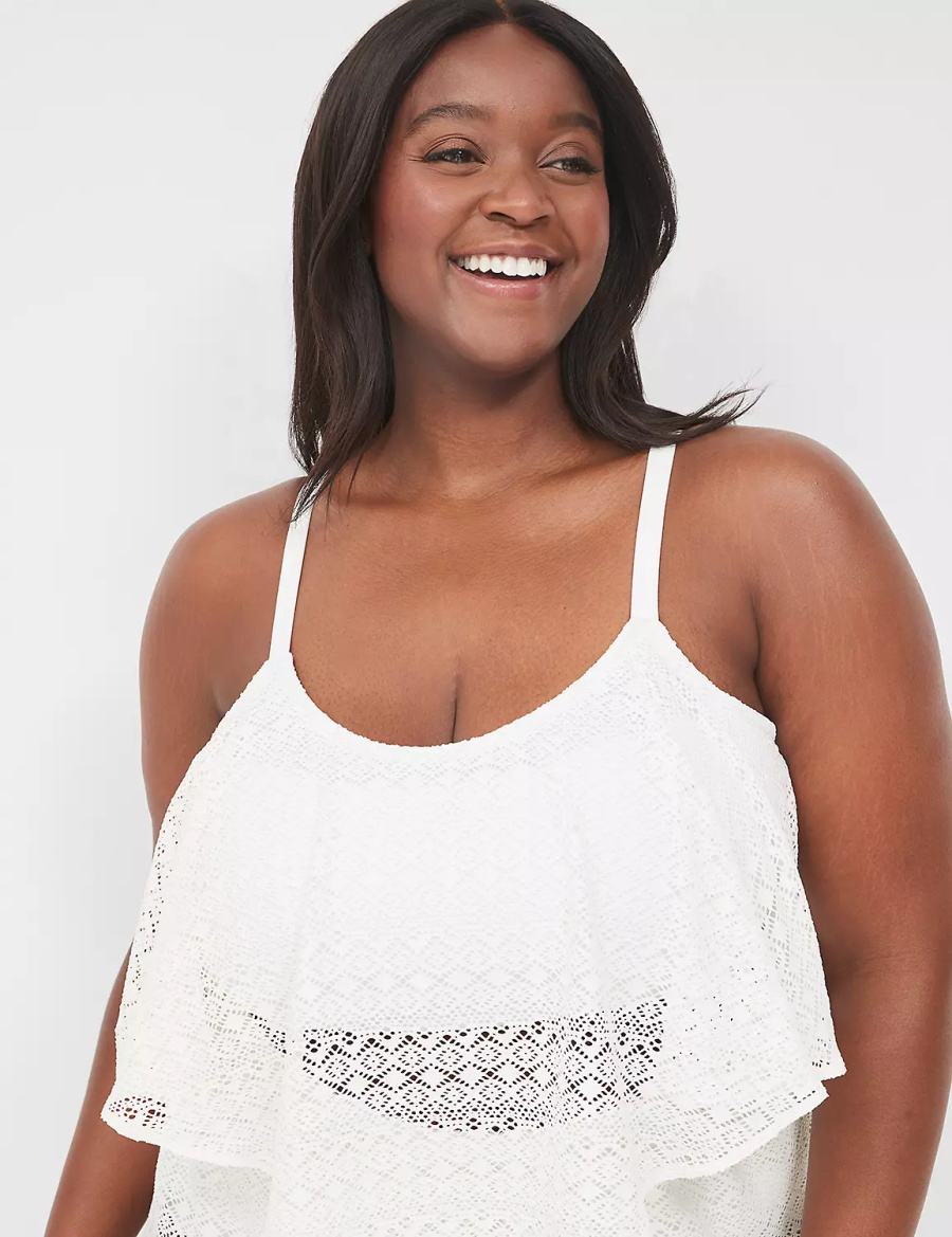 Lane Bryant Crochet No-Wire Top Bikini Donna Bianche | SVZ9768DX