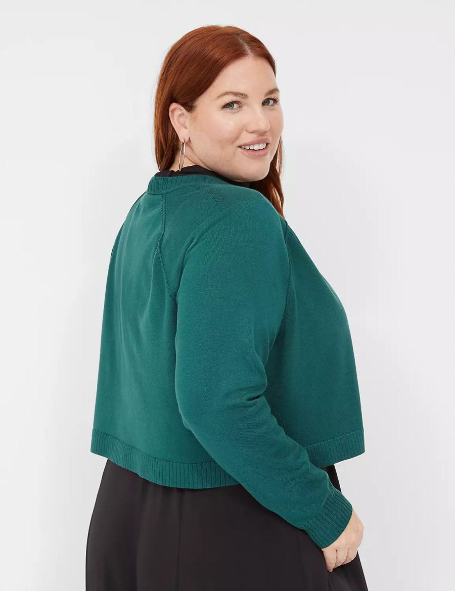 Lane Bryant Crop Open-Front Shrug Maglioni Donna Verdi | OGX8366WI