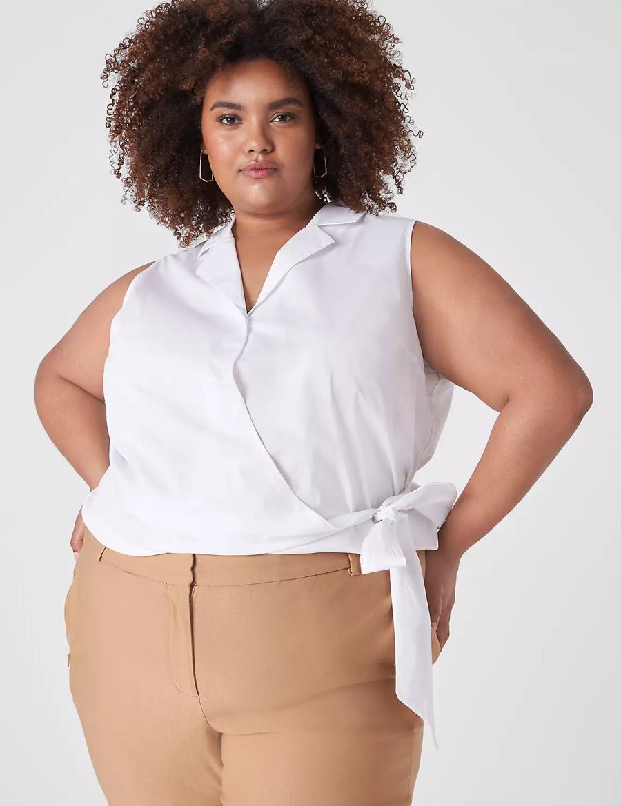 Lane Bryant Crop Sleeveless Full-Wrap Top Magliette Donna Bianche | VBQ4934UY