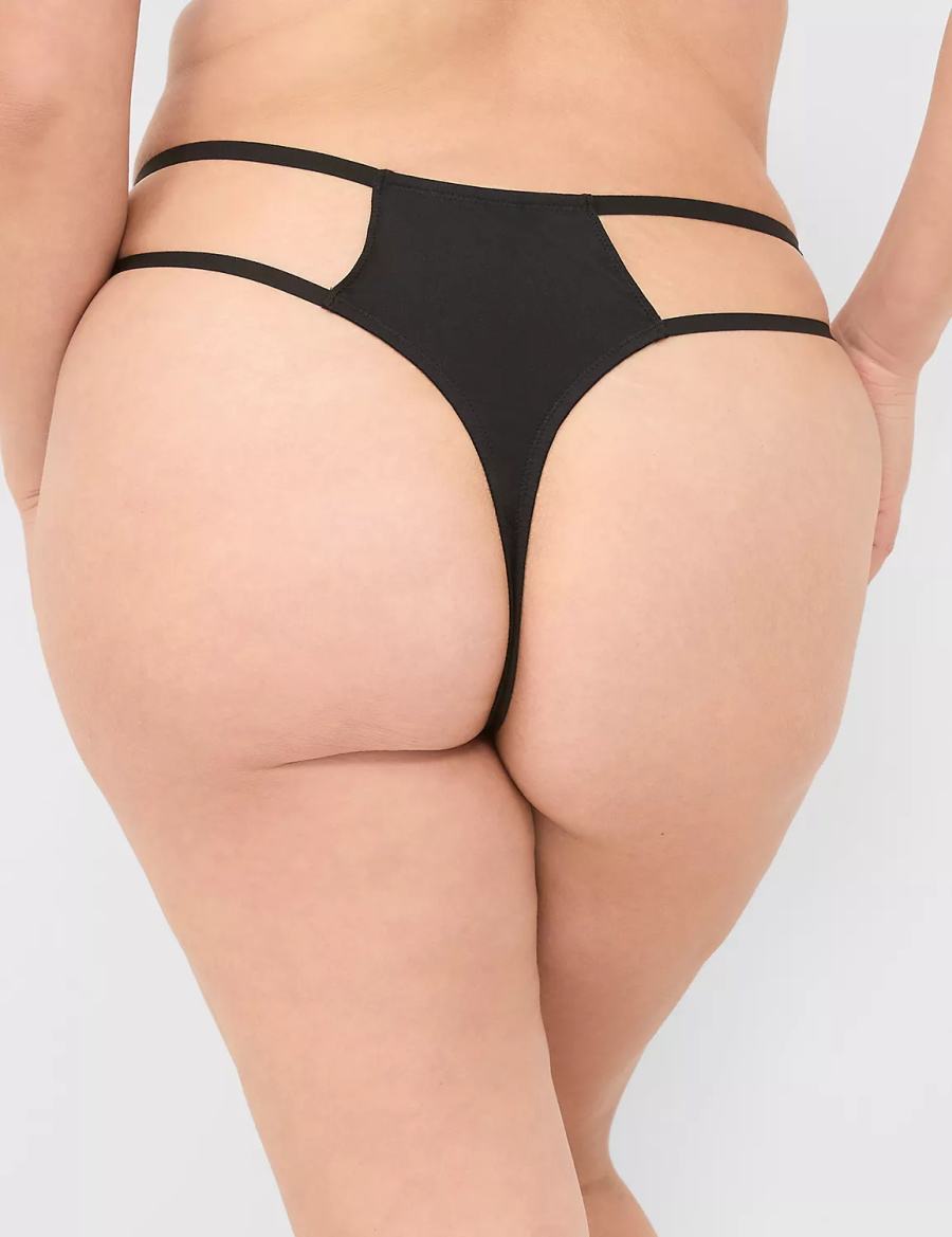 Lane Bryant Crotchless Strappy Mutandine Perizoma Donna Nere | PLY1447SF