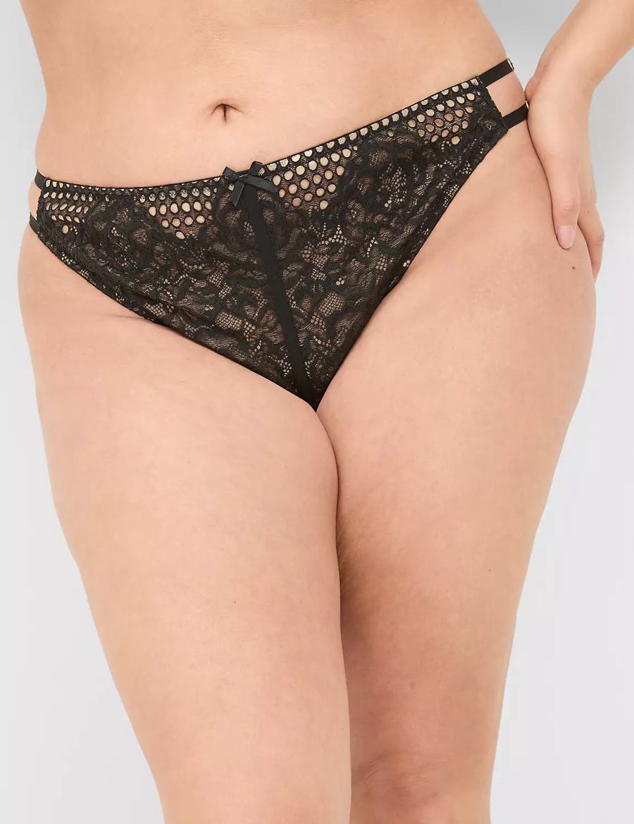 Lane Bryant Crotchless Strappy Mutandine Perizoma Donna Nere | PLY1447SF