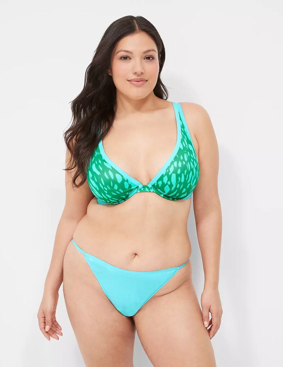 Lane Bryant Crush Cotton G-String Slip Donna Verde Acqua | APU6421YW