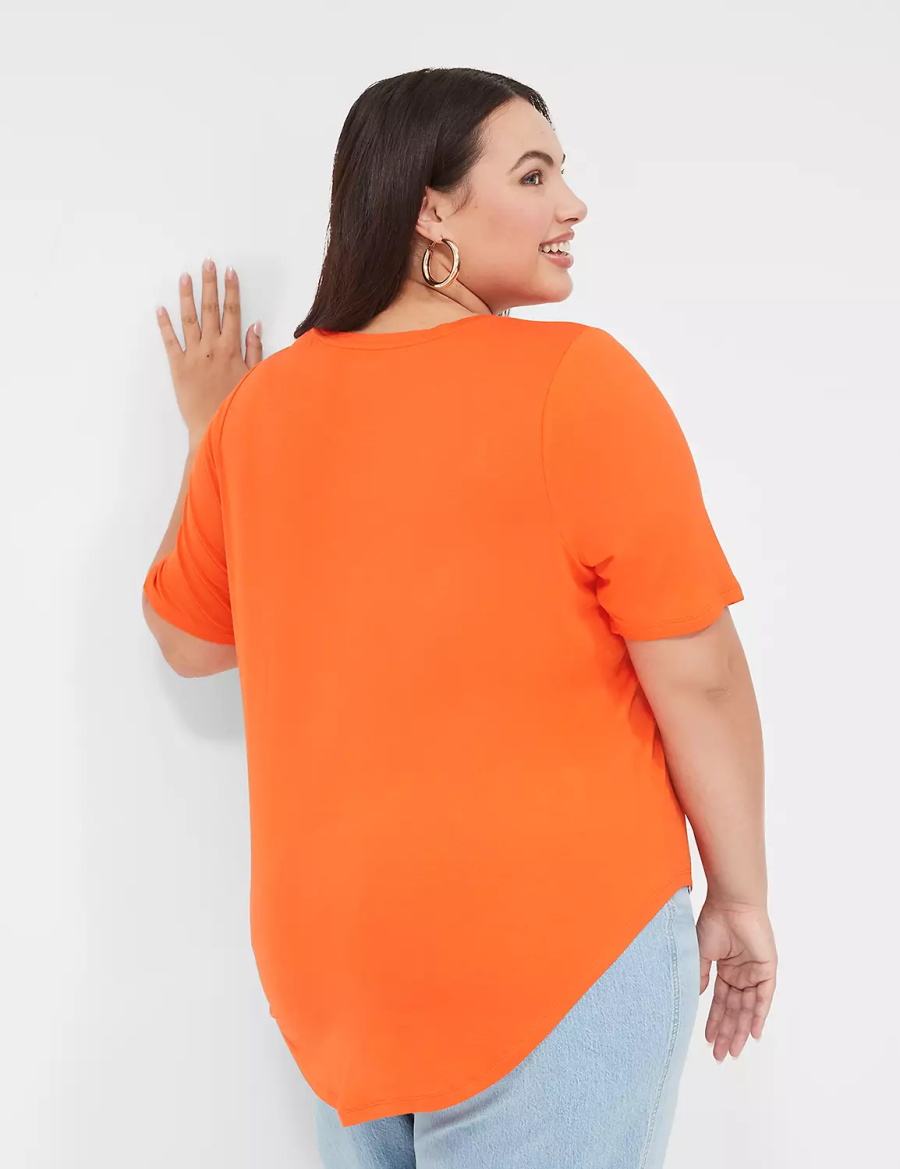 Lane Bryant Curved-Hem Perfect Sleeve Tee Magliette Donna Rosse Chiaro | YHQ3563IH