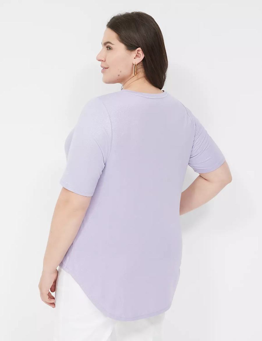 Lane Bryant Curved-Hem Perfect Sleeve Tee Magliette Donna Viola | DMF4357OC