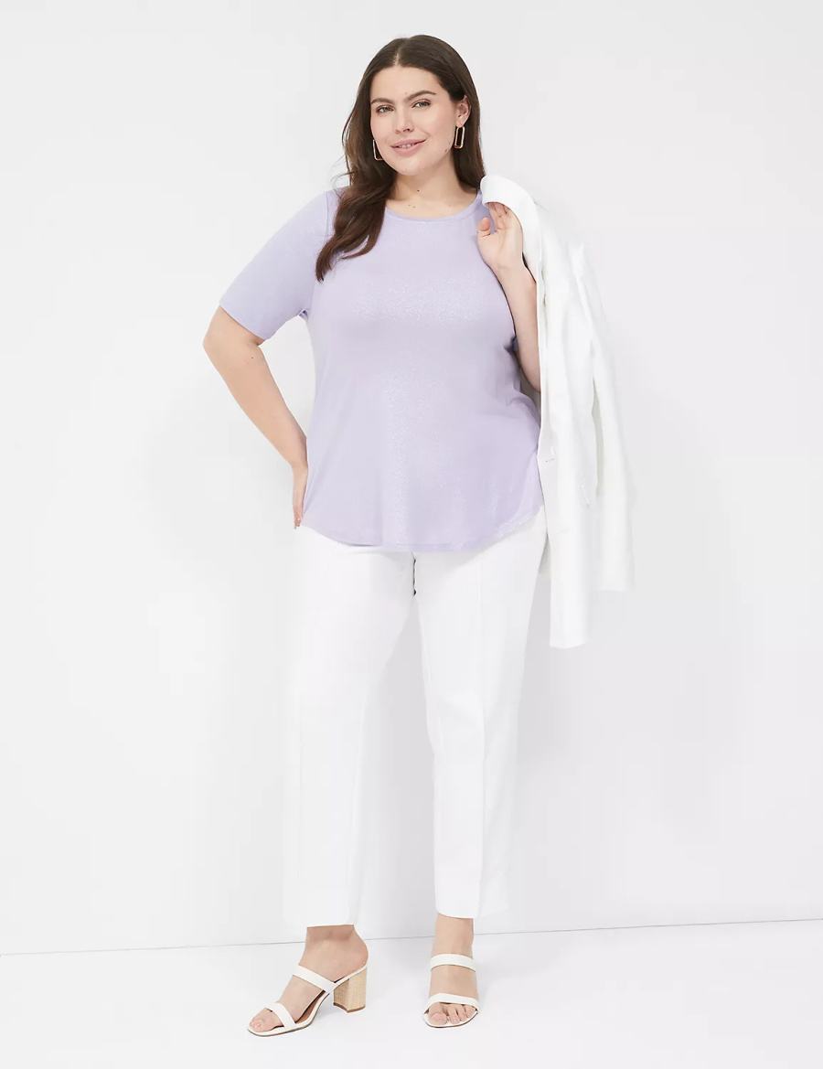 Lane Bryant Curved-Hem Perfect Sleeve Tee Magliette Donna Viola | DMF4357OC