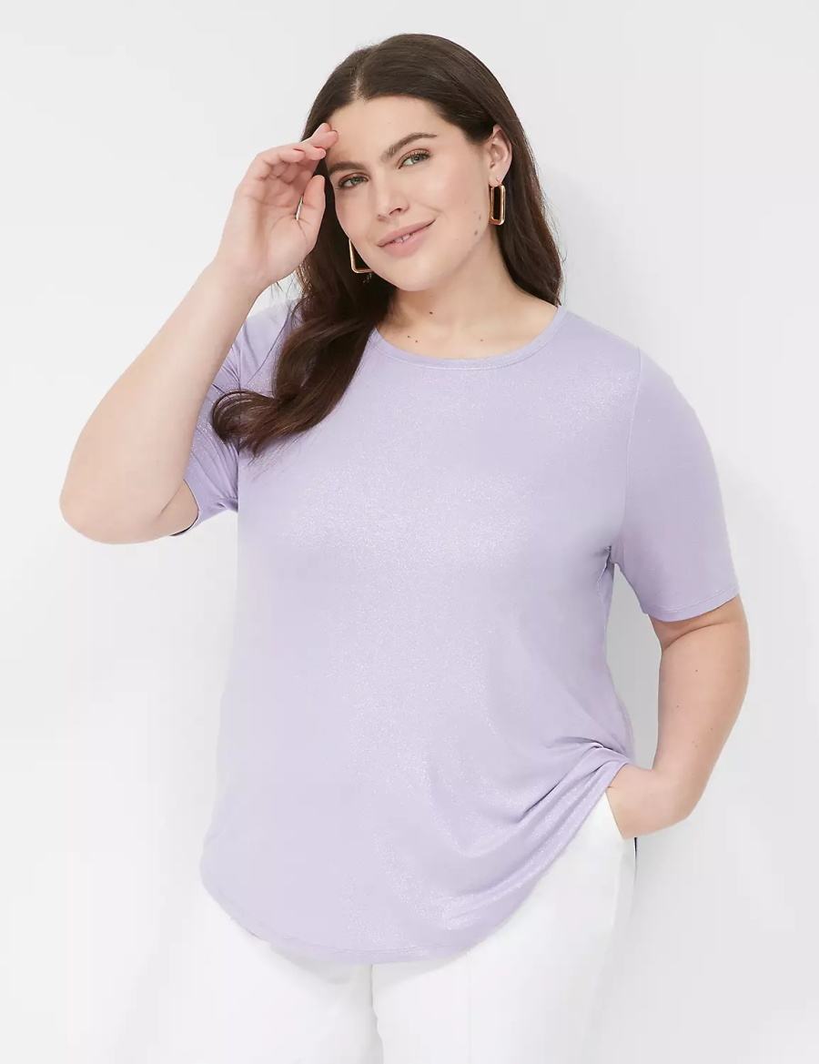 Lane Bryant Curved-Hem Perfect Sleeve Tee Magliette Donna Viola | DMF4357OC