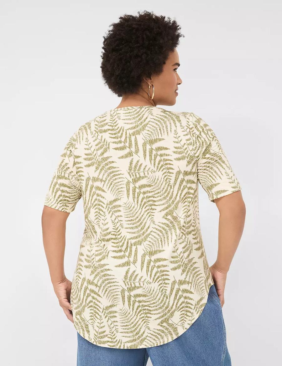 Lane Bryant Curved-Hem Perfect Sleeve Tee Magliette Donna Verdi | PWJ3462QX