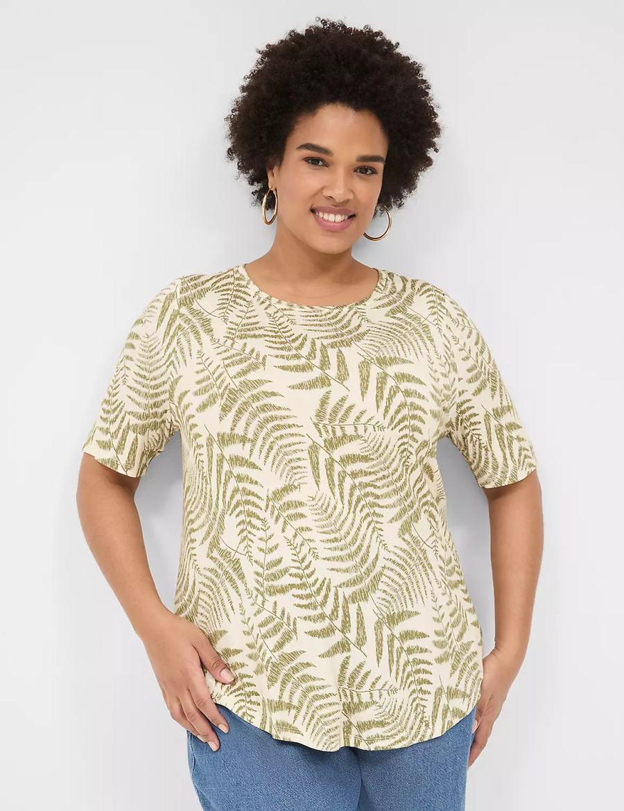 Lane Bryant Curved-Hem Perfect Sleeve Tee Magliette Donna Verdi | PWJ3462QX