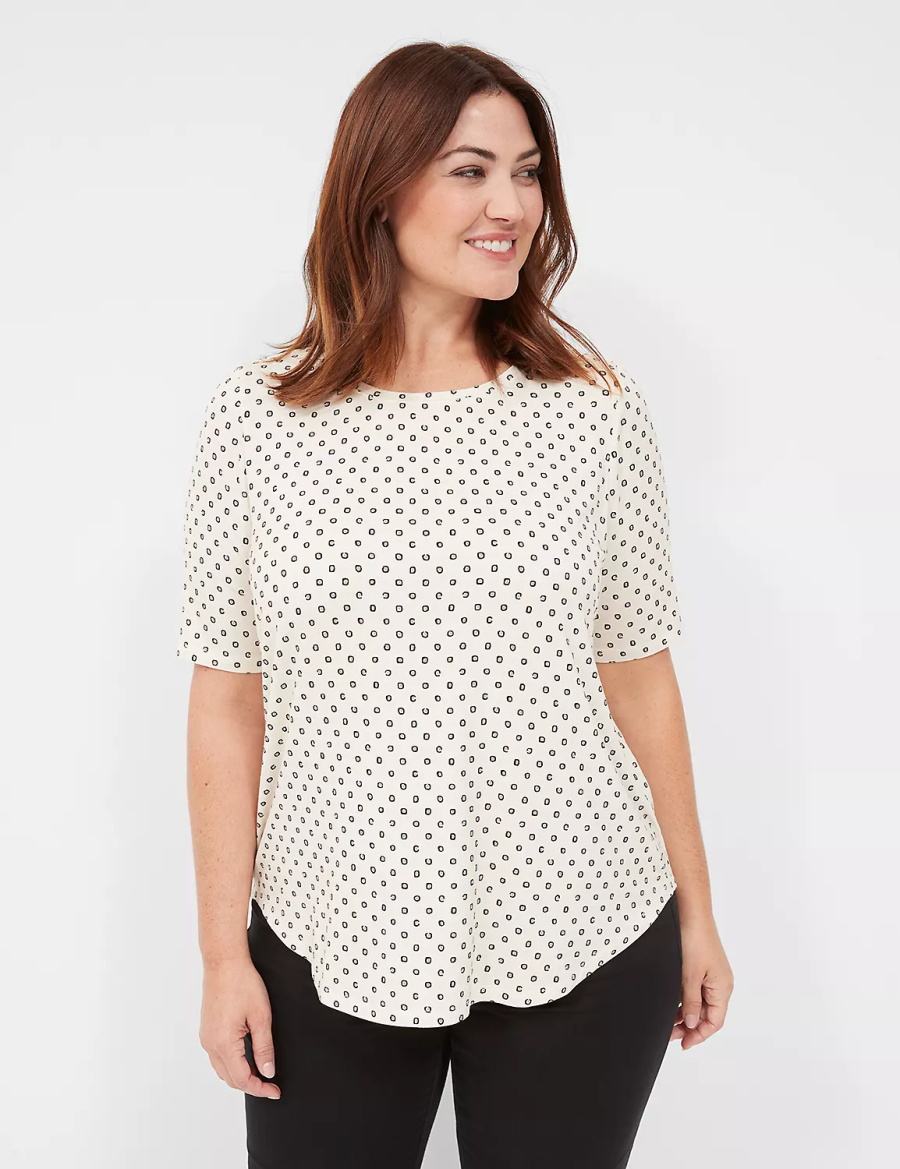 Lane Bryant Curved-Hem Perfect Sleeve Tee Magliette Donna Bianche | TPN9356PA