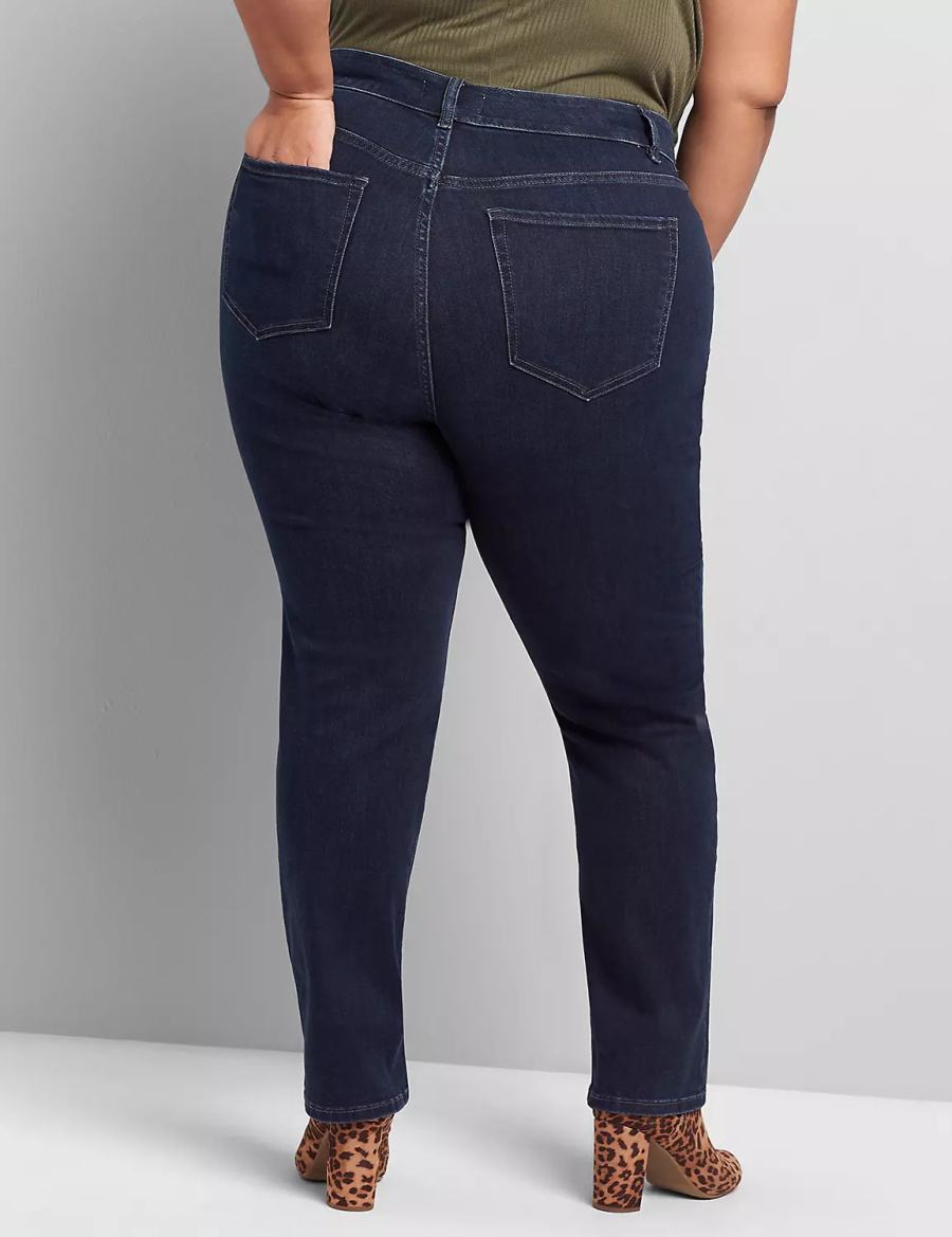 Lane Bryant Curvy Fit High-Rise Straight Jeans Donna Blu Scuro | LVE4666ZO