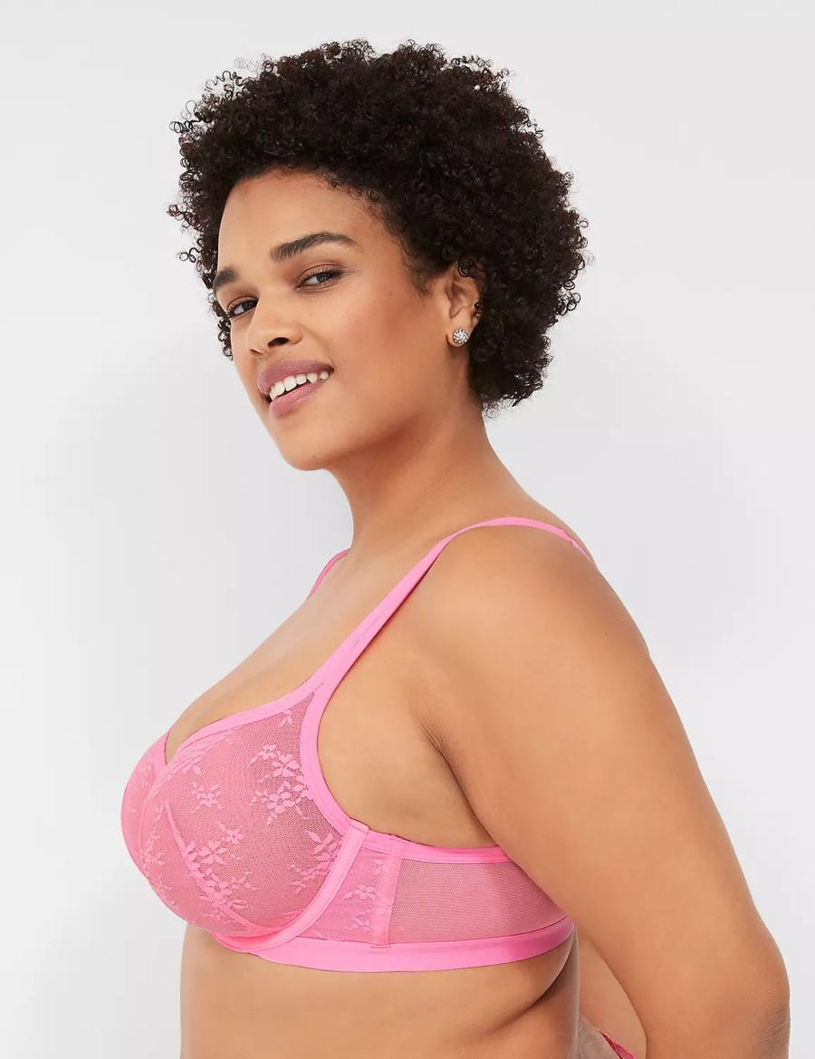 Lane Bryant Delicate Lace Unlined Square-Neck Reggiseno A Maglietta Donna Rosa | TAD4366WN