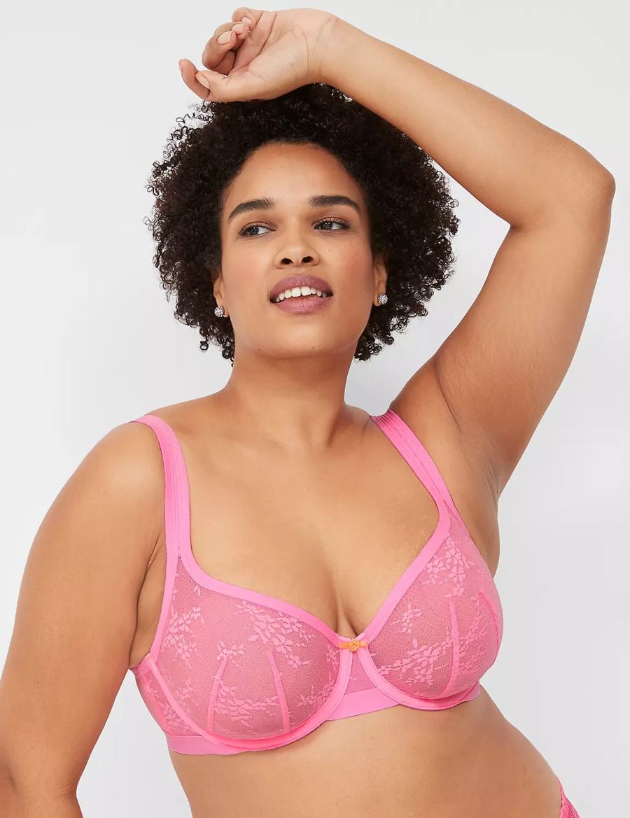 Lane Bryant Delicate Lace Unlined Square-Neck Reggiseno A Maglietta Donna Rosa | TAD4366WN