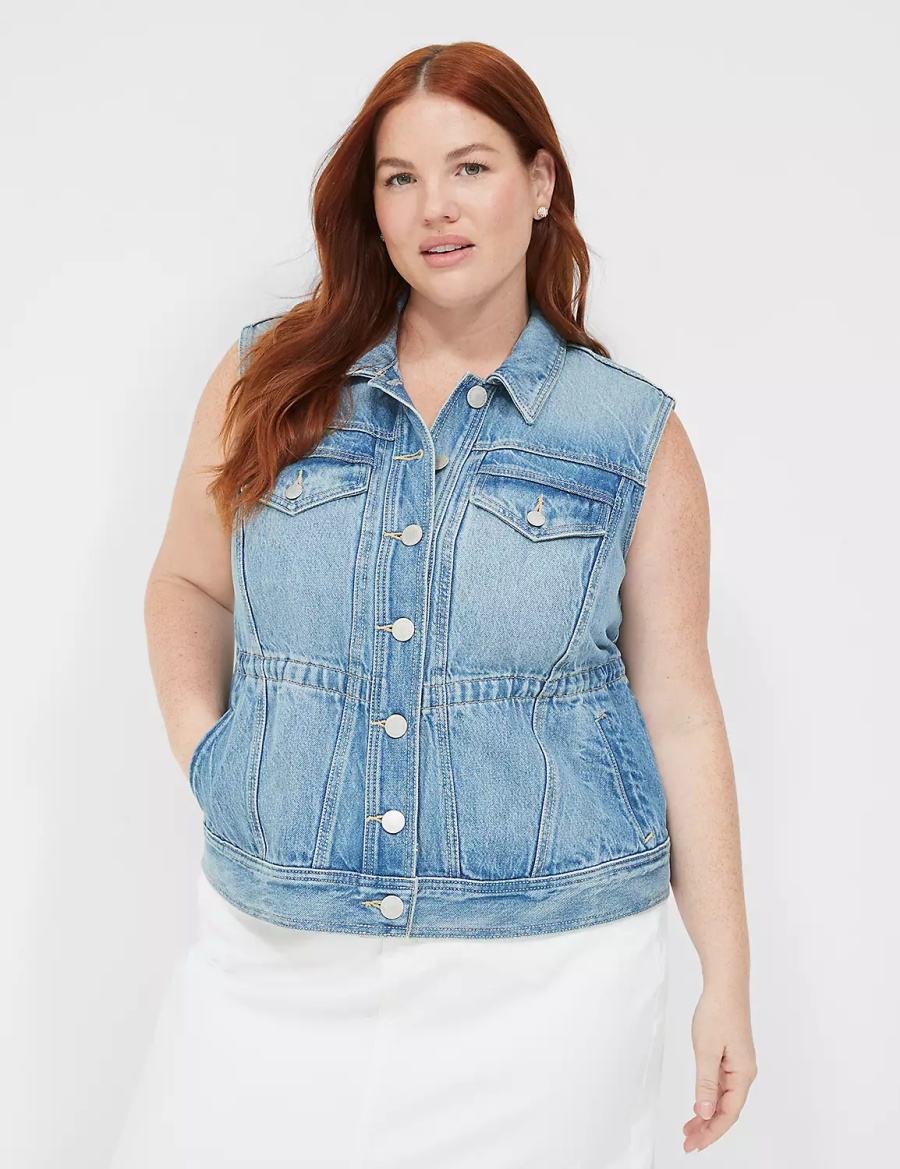 Lane Bryant Denim Gilet Donna Blu | YPF1793YN