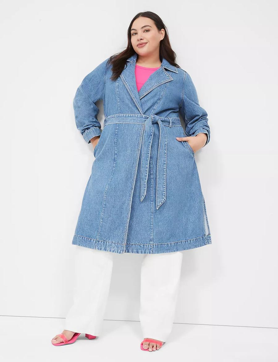 Lane Bryant Denimed Trench Trench Donna Blu | DDR9519TQ