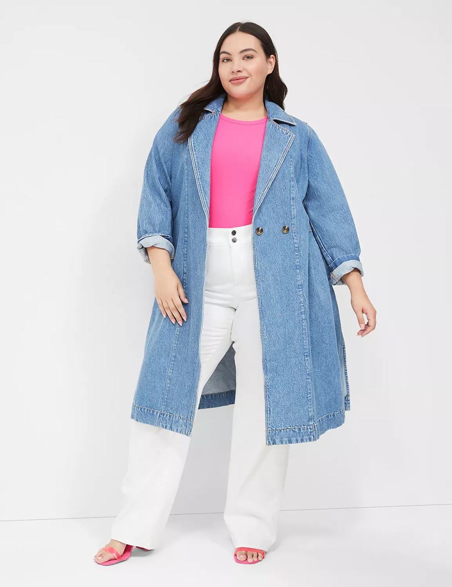 Lane Bryant Denimed Trench Trench Donna Blu | DDR9519TQ