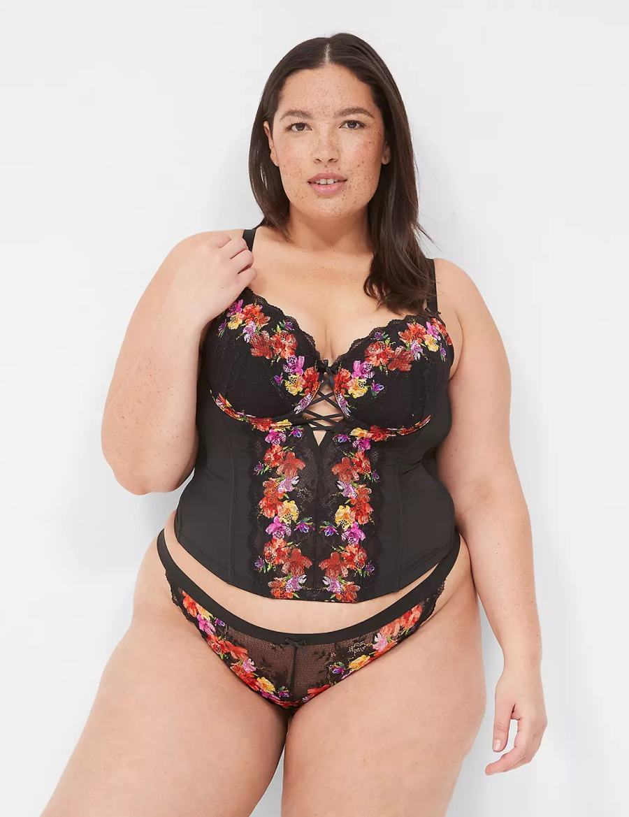 Lane Bryant Digital Print Lace Mutandina Brasiliana Donna Nere | LFD1397DV