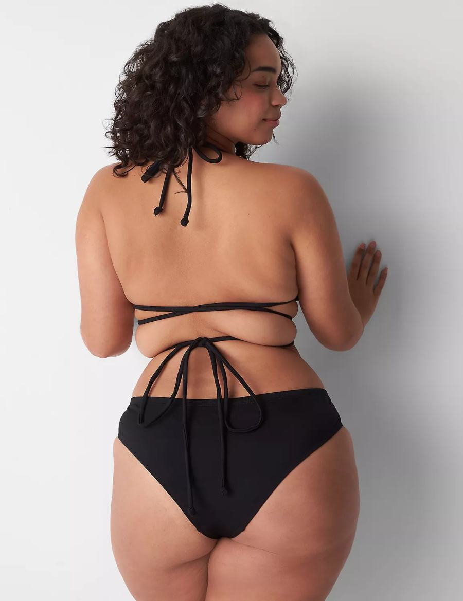 Lane Bryant Dipped Tanga Swim Slip Bikini Donna Nere | DHU3993QQ