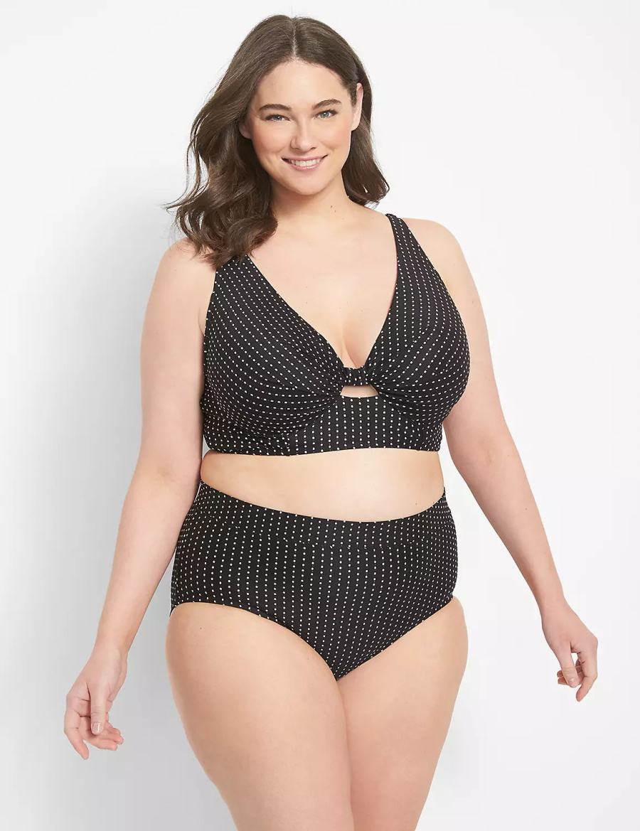 Lane Bryant Dot Texture Swim Slip Donna Nere | GWZ9084KN