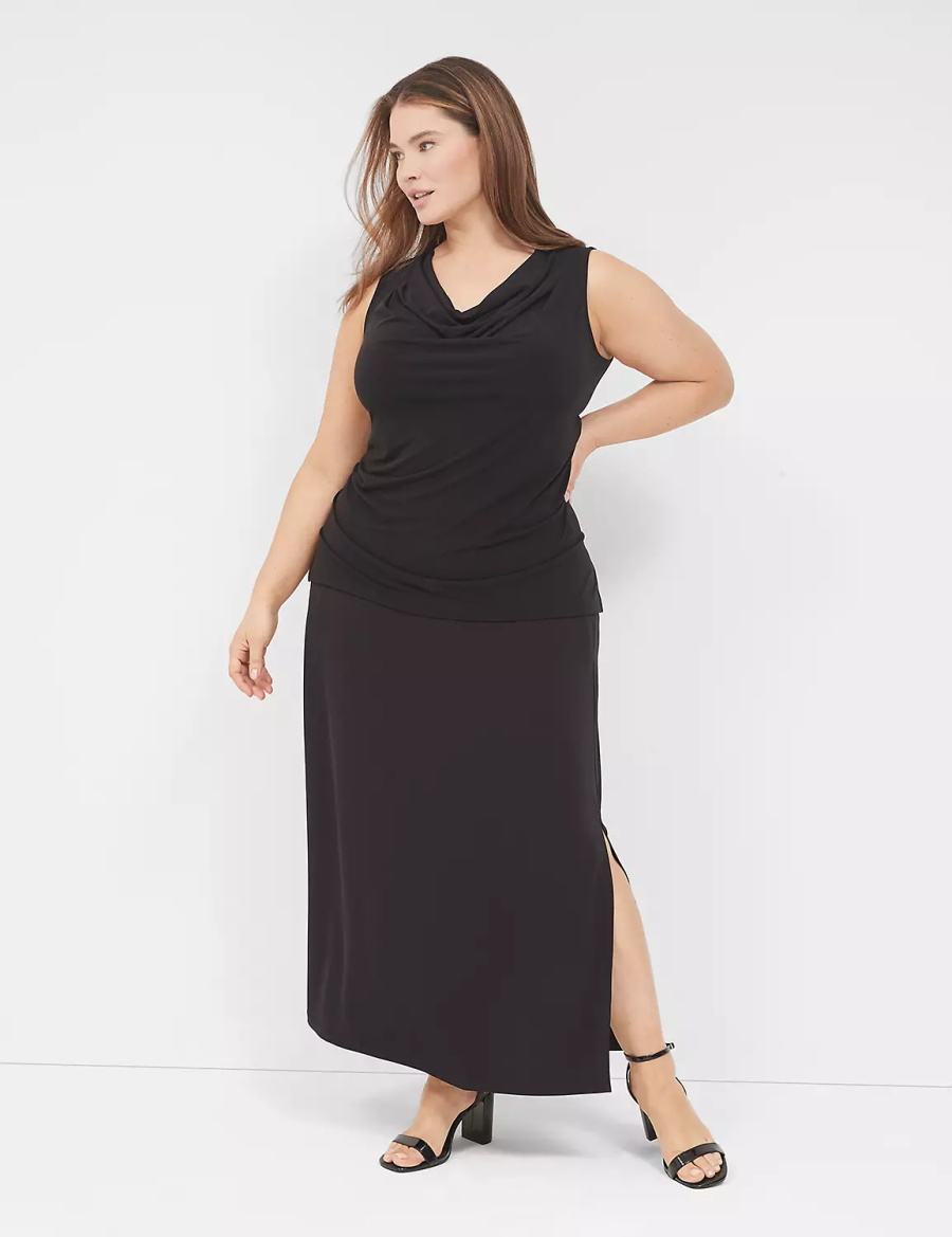 Lane Bryant Drape-Neck Shell Magliette Donna Nere | YOC1866BI