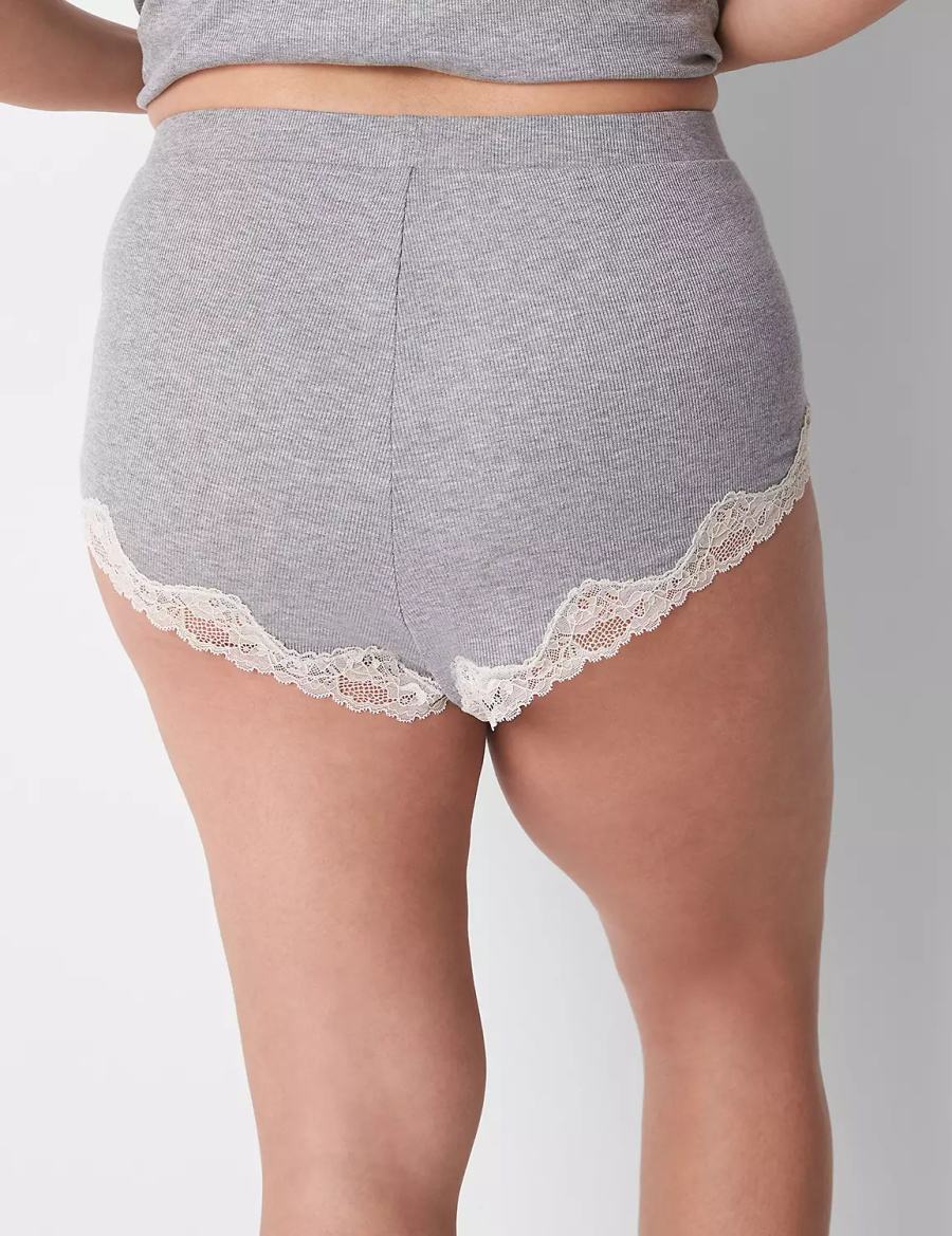 Lane Bryant Drapey Rib Sleep Cheeky Pantaloncini Donna Grigie Chiaro | UVG3153WL