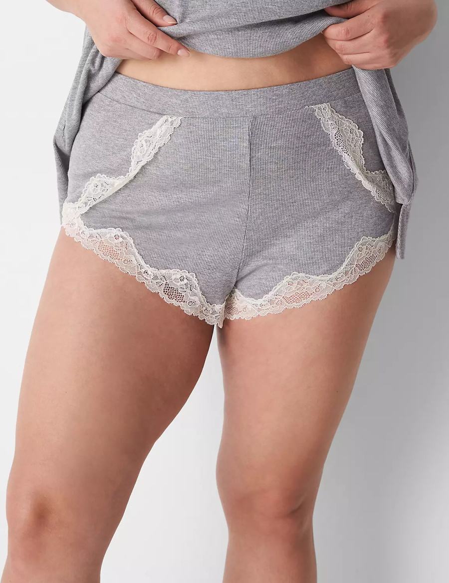 Lane Bryant Drapey Rib Sleep Cheeky Pantaloncini Donna Grigie Chiaro | UVG3153WL