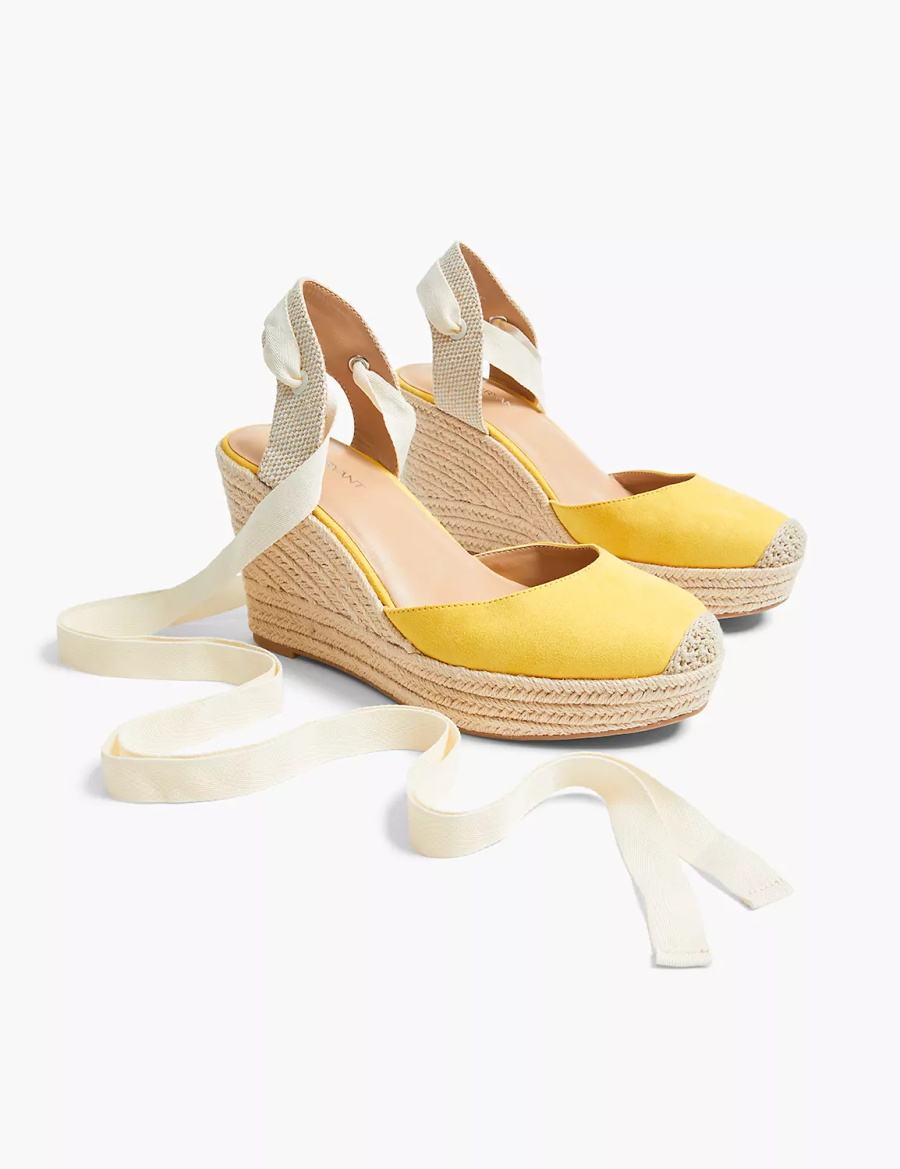 Lane Bryant Dream Cloud Ankle-Tie Espadrille Sandali Zeppa Donna Gialle | HFO10080BW