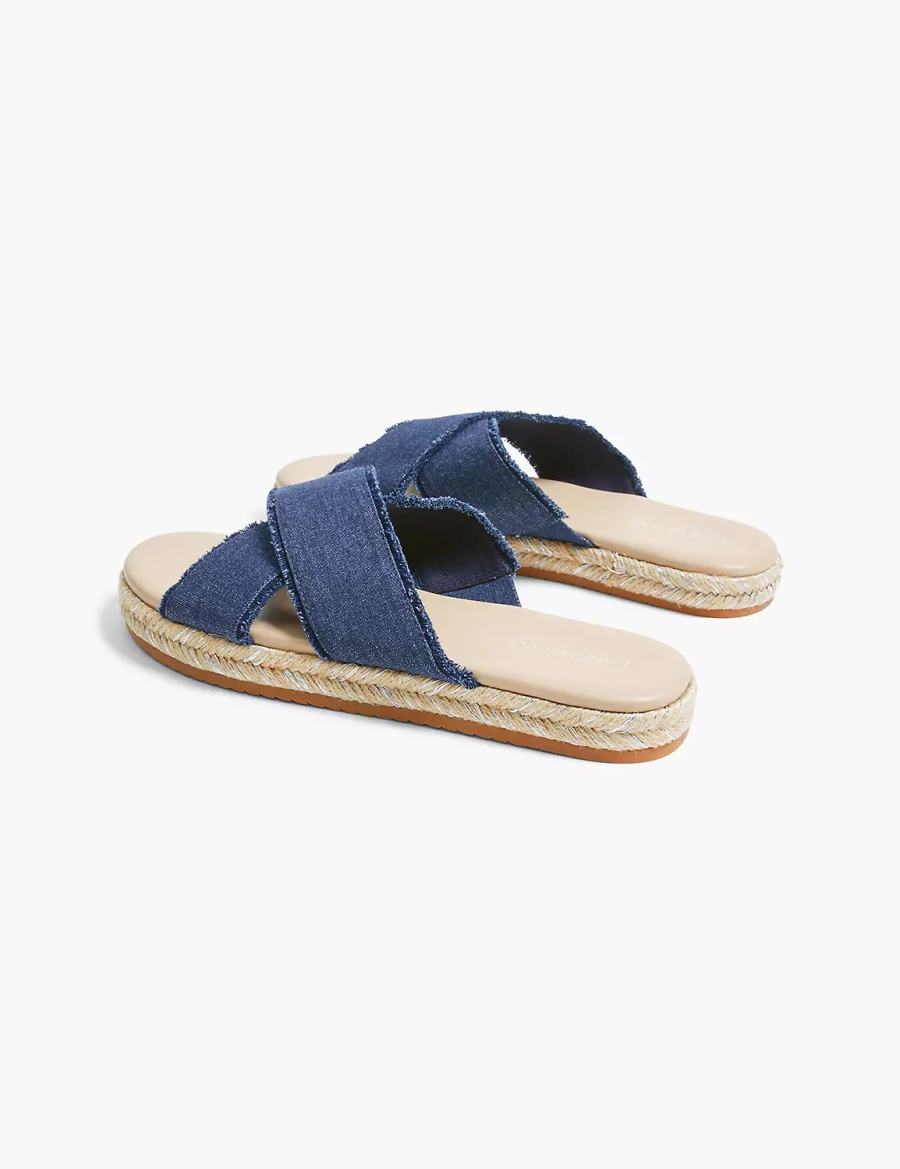 Lane Bryant Dream Cloud Criss-Cross Espadrille Sandali Scorrevoli Donna Blu Marino | ODD3483KB