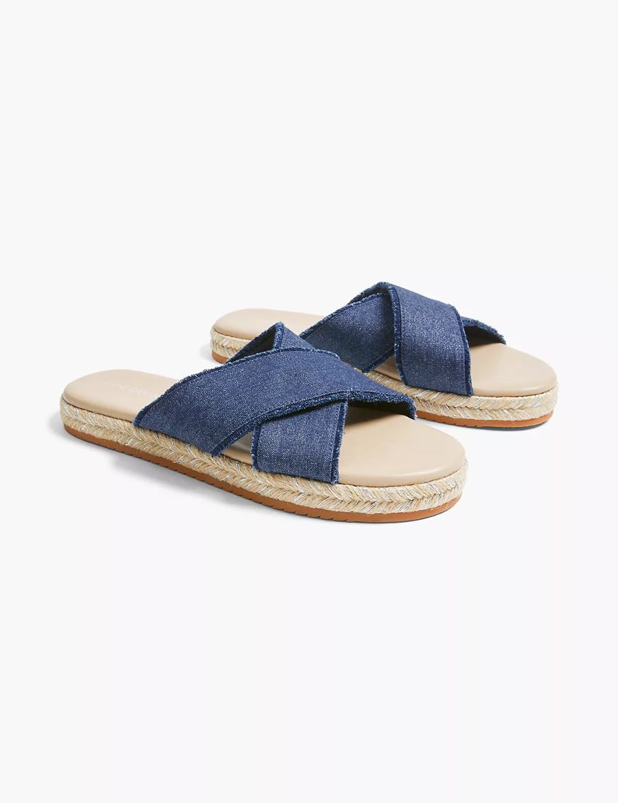 Lane Bryant Dream Cloud Criss-Cross Espadrille Sandali Scorrevoli Donna Blu Marino | ODD3483KB