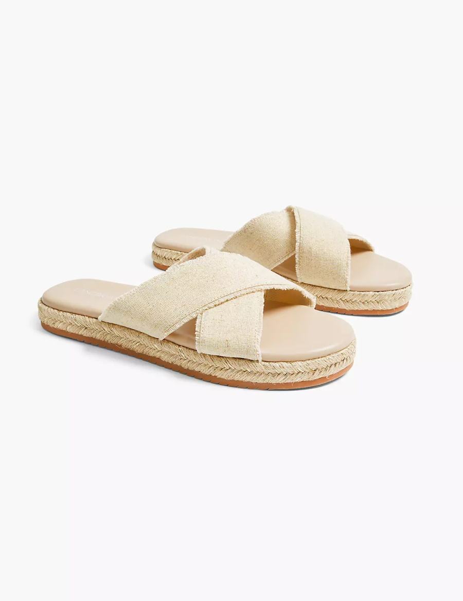 Lane Bryant Dream Cloud Criss-Cross Espadrille Sandali Scorrevoli Donna Beige | DZI7265TD