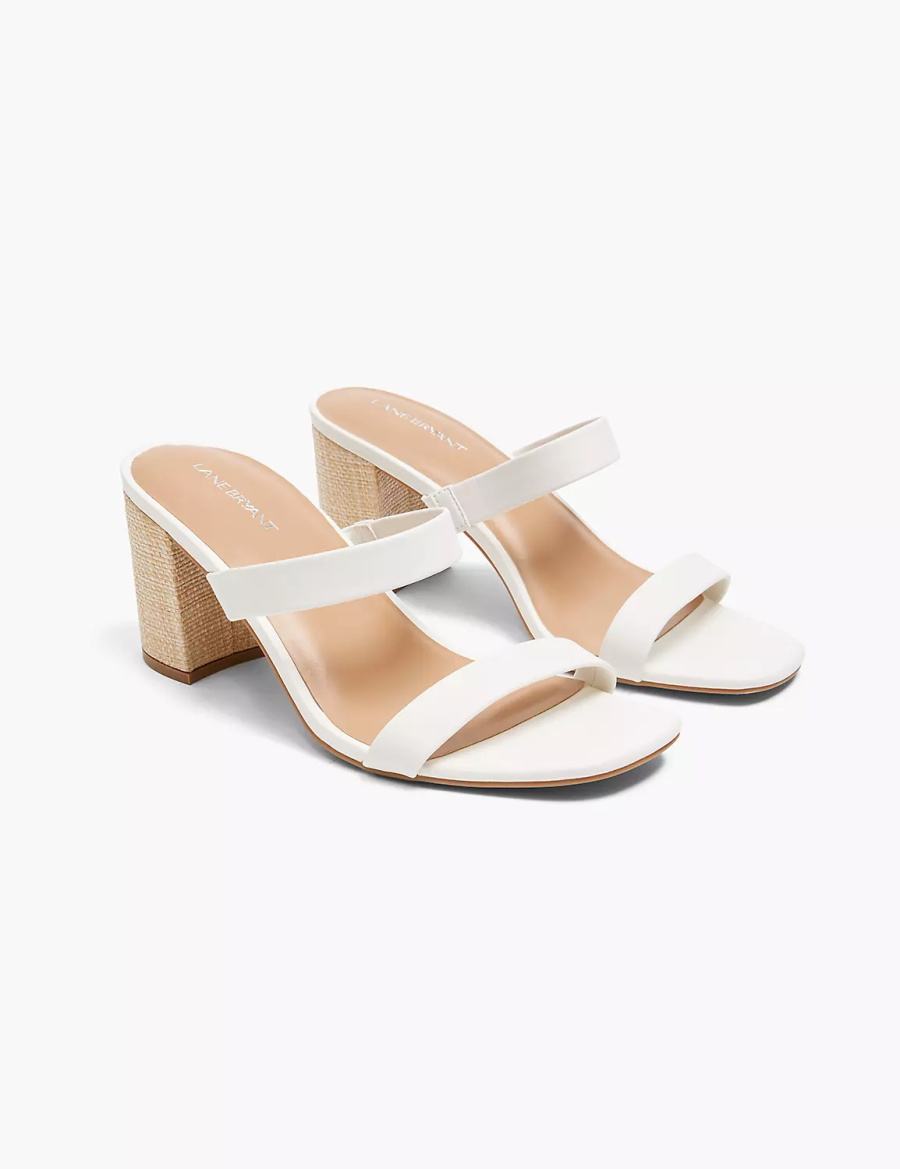 Lane Bryant Dream Cloud Double-Band Low Block Heel Sandali con Tacco Donna Bianche Rosa | KVY4760QC