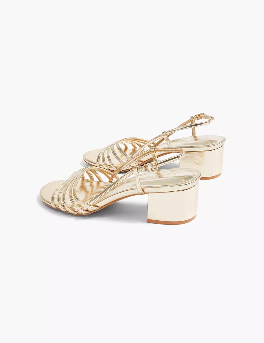 Lane Bryant Dream Cloud Metallic Strappy Low Block Heel Sandali con Tacco Donna Oro | PGK2558VT