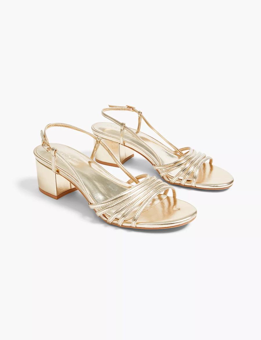 Lane Bryant Dream Cloud Metallic Strappy Low Block Heel Sandali con Tacco Donna Oro | PGK2558VT