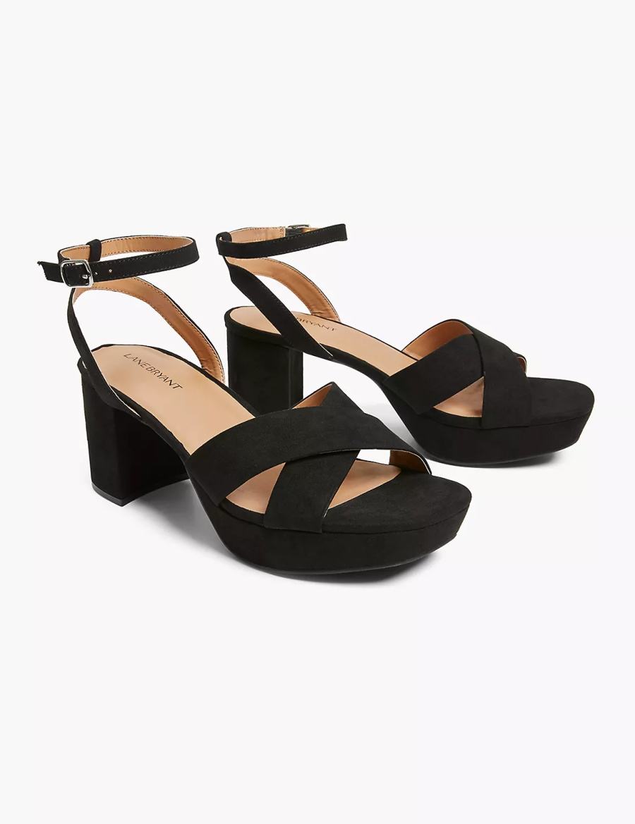 Lane Bryant Dream Cloud Platform Strappy Block Heel Sandali con Tacco Donna Nere | FNA6833KQ