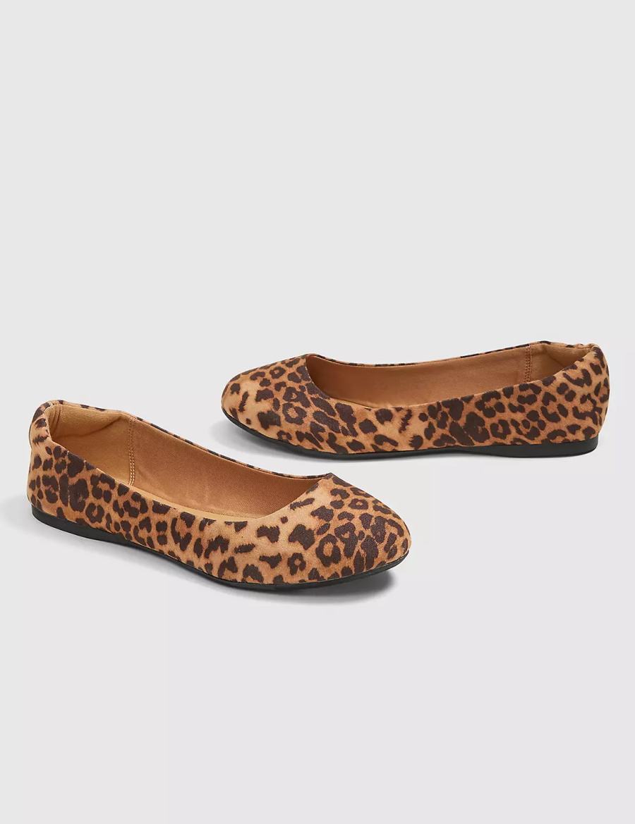 Lane Bryant Dream Cloud Round-Toe Flat - Leopard Print Ballerine Donna Marroni Nere | MEP814SK