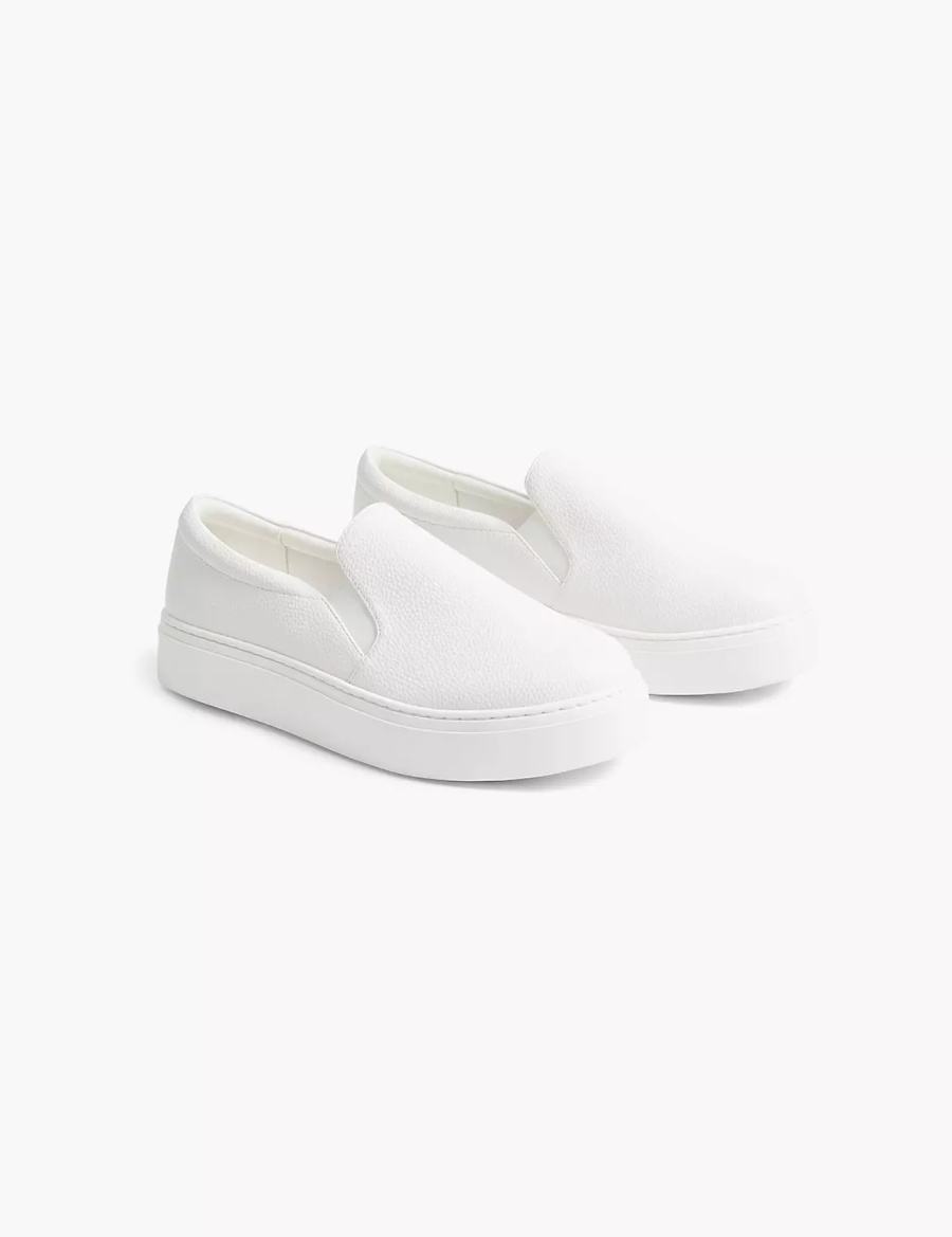 Lane Bryant Dream Cloud Slip-On Faux-Leather Platform Sneakers Donna Bianche | MOH8910NG