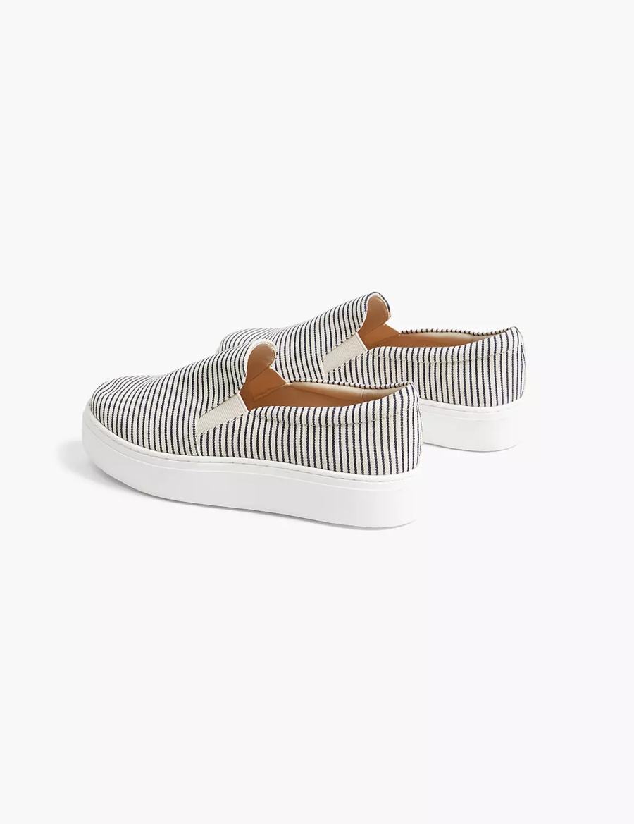 Lane Bryant Dream Cloud Striped Slip-On Platform Sneakers Donna Blu | CQS3112ON